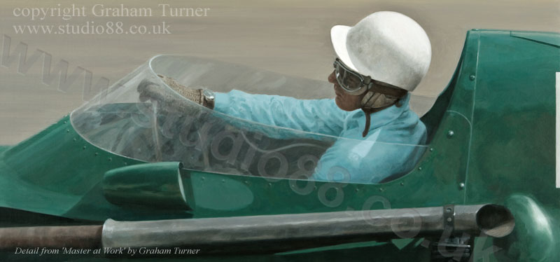 Detail from Master at Work - Stirling Moss print by Graham Turner
