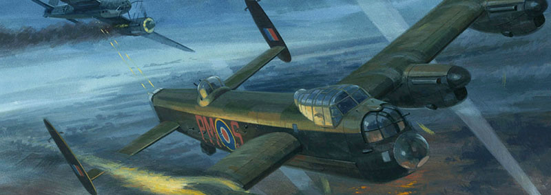 Detail from Battle over Frankfurt - original painting from the Osprey book Battle of Berlin 1943-44 by Graham Turner