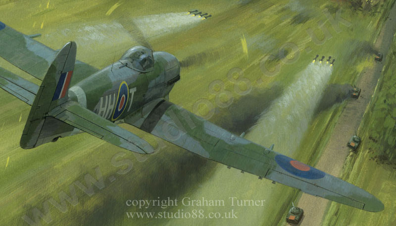 Detail from painting of Operation Market Garden, Typhoon Rocket Attack, by Graham Turner