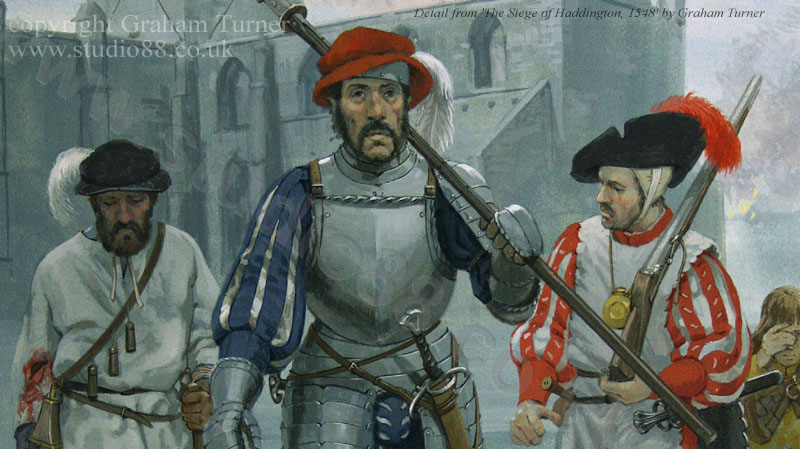 Cropped detail from 'Siege of Haddington, 1548' - Painting by Graham Turner