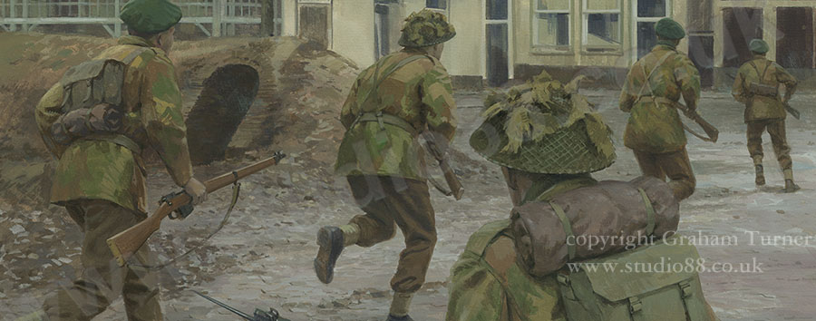 Detail from an original painting by Graham Turner from the Osprey book Walcheren 1944
