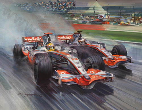 2008 British Grand Prix - Original Painting by Michael Turner