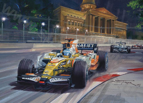 2008 Singapore Grand Prix - Gicle Print by Michael Turner