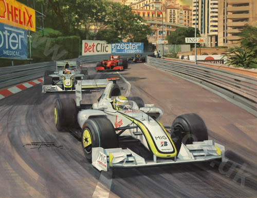 2009 Monaco Grand Prix - Gicle Print by Michael Turner