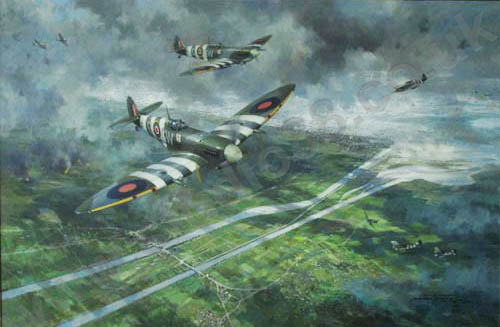 D-Day over Pegasus Bridge - Original Painting by Michael Turner