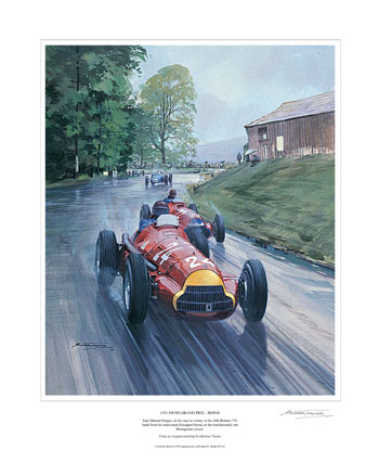 Fangio, Alfa Romeo 159, 1951 Swiss Grand Prix - motorsport art print by Michael Turner