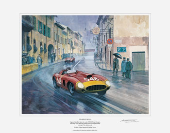 1956 Mille  Miglia, Ferrari - Motorsport art print by Michael Turner