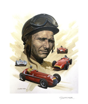Fangio, Alfa Romeo, 1950 Monaco Grand Prix - Classic formula one racing car art print by Graham Turner