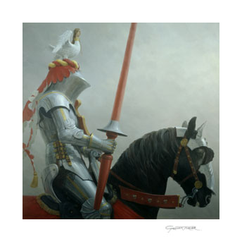 Medieval jousting knight in armour art print
