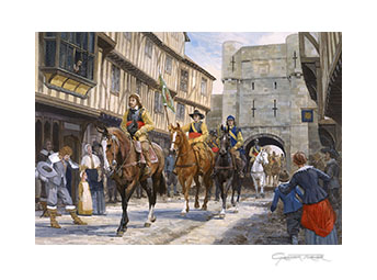 Royalist cavalry relieve the siege of York, 1644 - Painting by Graham Turner