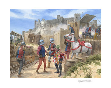 The Siege of Bamburgh Castle, 1464 - Print from a painting by Graham Turner