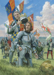 Henry Tudor is crowned at Bosworth greeting cards
