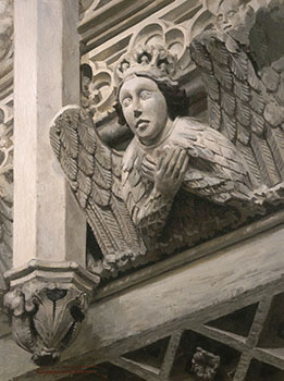 Angel at Ewelme, medieval sculpture - Medieval Greeting Card by Graham Turner