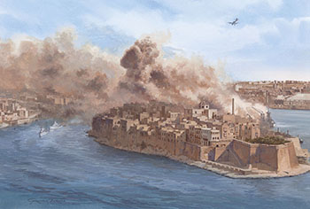 Attack on Grand Harbour - Painting by Graham Turner from Osprey book Battle of Malta 1940-42