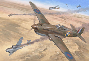 Curtiss P40-B Tomahawks over Palmyra - Painting by Graham Turner from Osprey book Syria and Lebanon 1941