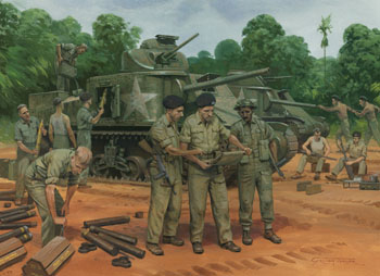 Lee tanks, Burma 1944 - painting by Graham Turner