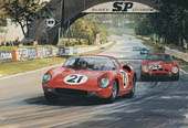 1963 Le Mans, Ferrari 250P - Classic sports racing car art print by Graham Turner