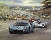 1967 Le Mans start - Motorsport Art Print by Michael Turner