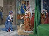 Cecily Neville, Duchess of York, meets Queen Margaret of Anjou in the spring of 1453 - print from a painting by Graham Turner