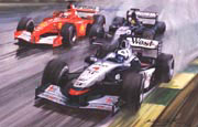 F1 Grand Prix cards from motorsport paintings by Michael Turner