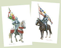 Richard III and Henry Tudor's Standard bearers at Bosworth - Medieval art print by Graham Turner