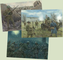Original paintings from the Osprey book Blanc Mont Ridge 1918 by Graham Turner