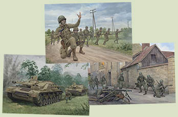 Paintings by Graham Turner from Osprey Campaign book Carentan 1944