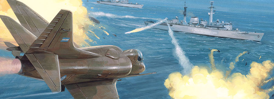 Detail from a painting by Graham Turner from Osprey book The Falklands Naval Campaign 1982