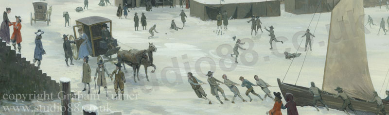 17th Century London Frost Fair on the Thames - detail from a painting by Graham Turner