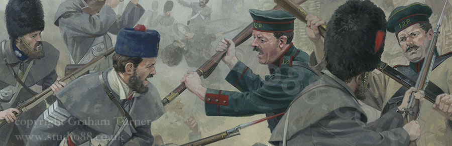 Detail from a painting of the Battle of Inkerman by Graham Turner