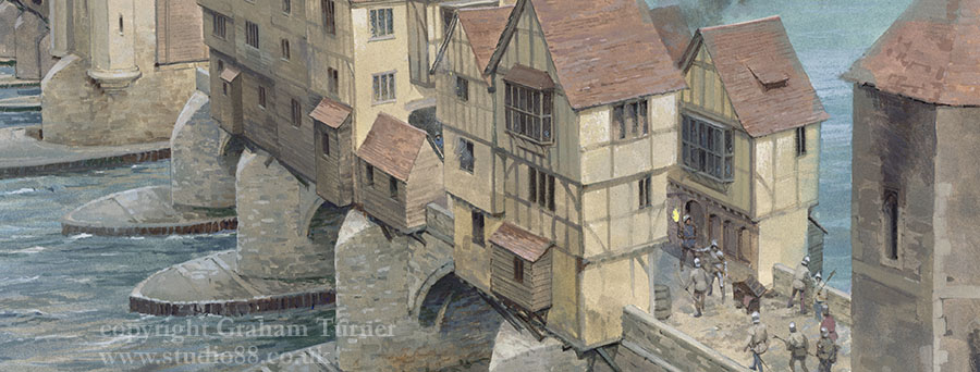 Fauconberg's attack across London Bridge, May 1471 - detail from an original painting by Graham Turner