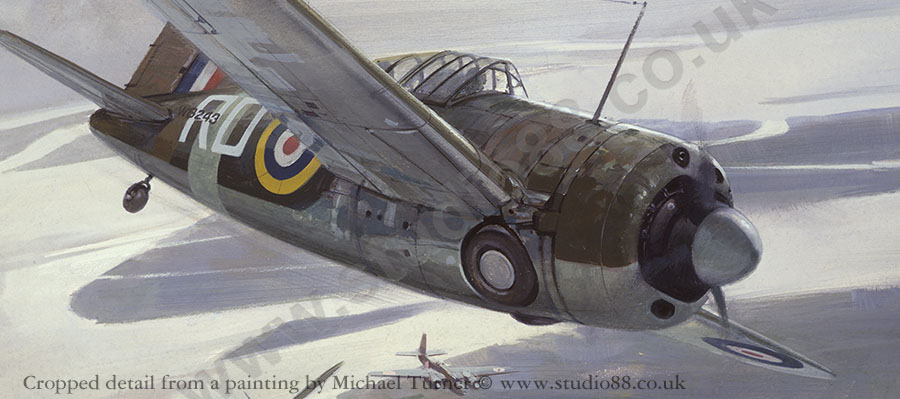 Detail from Brewster Buffalo original aviation painting by Michael Turner