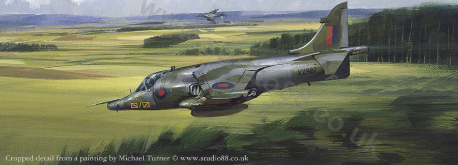 Detail from Harrier GR3 original aviation painting by Michael Turner