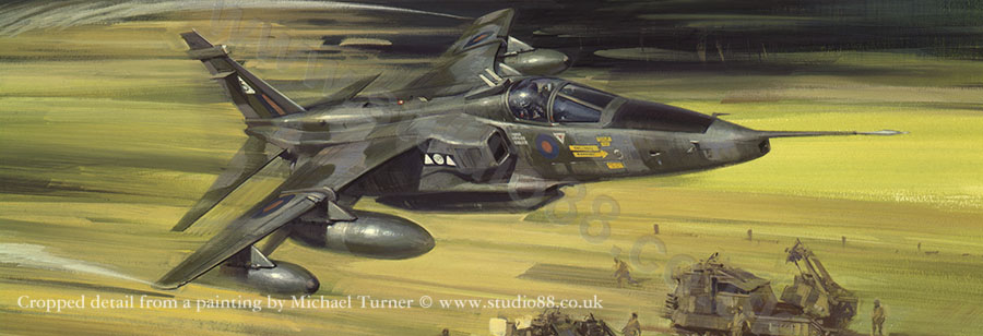 Detail from BAC Jaguar GR1 original aviation painting by Michael Turner