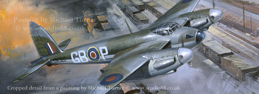 Detail from Mosquito Sting - De Havilland Mosquito painting by Michael Turner