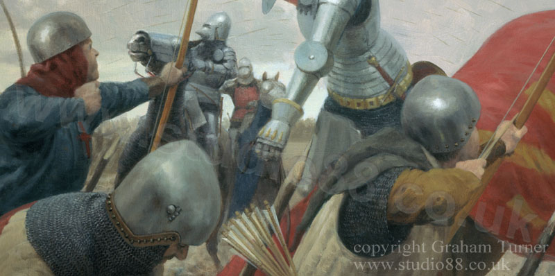 Archers at the Battle of Agincourt - detail from a painting by Graham Turner