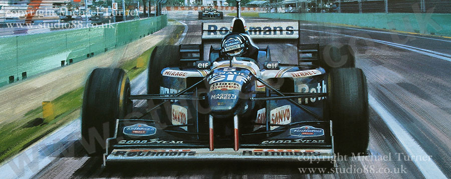 Detail from Championship Victor by Michael Turner - Damon Hill, Williams, 1996 Australian Grand Prix