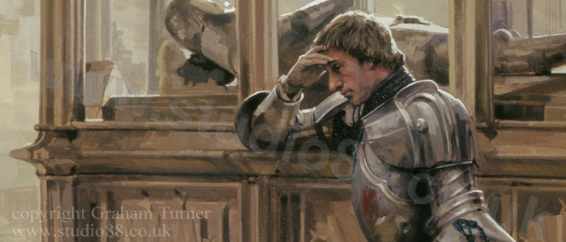 Detail from The Battle of Ferrybridge - print from a painting by Graham Turner