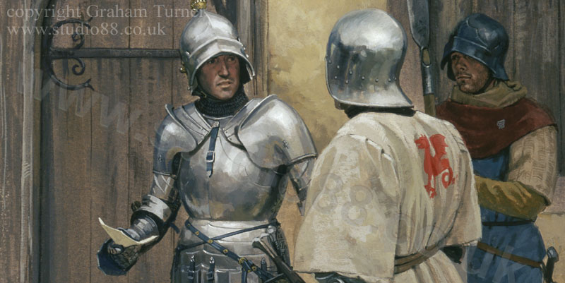 Detail from The Battle of Ferrybridge - print from a painting by Graham Turner