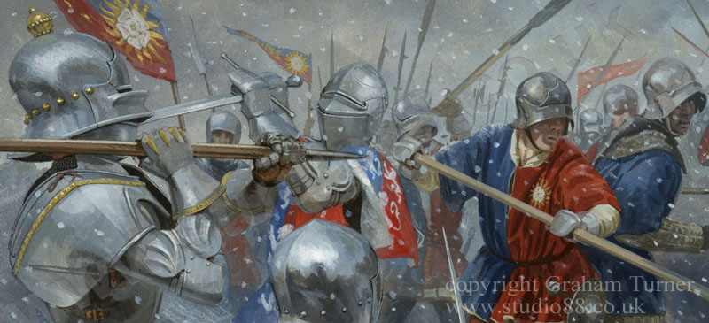 Detail from The Battle of Ferrybridge - print from a painting by Graham Turner