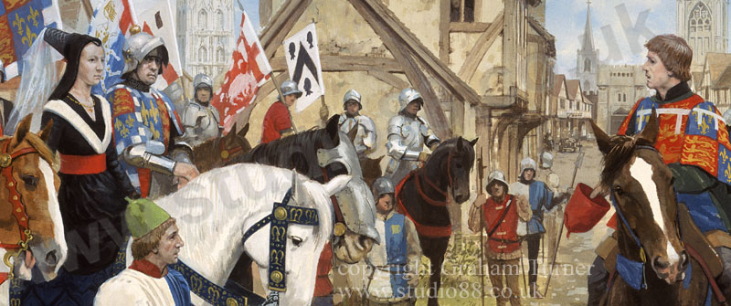 Detail from The Battle of Ferrybridge - print from a painting by Graham Turner