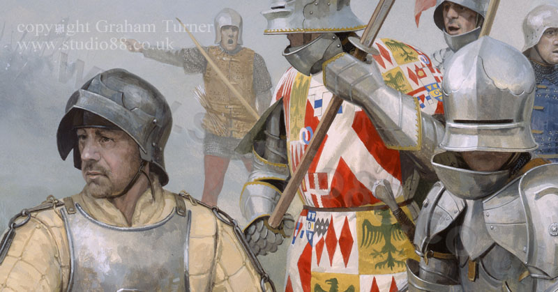 Detail from The Battle of Ferrybridge - print from a painting by Graham Turner