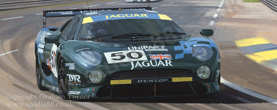 Detail from print of the Jaguar XJ220 at Le Mans in 1993