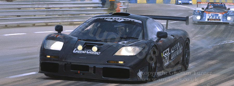 Detail from print of the winning McLaren F1 GTR at Le Mans in 1995
