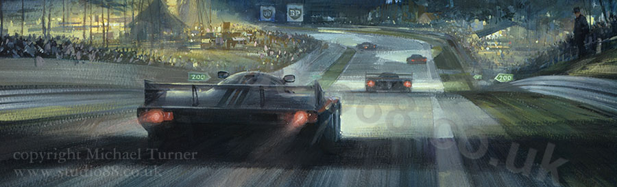Detail from print of Porsche at 1983 Le Mans by Michael Turner