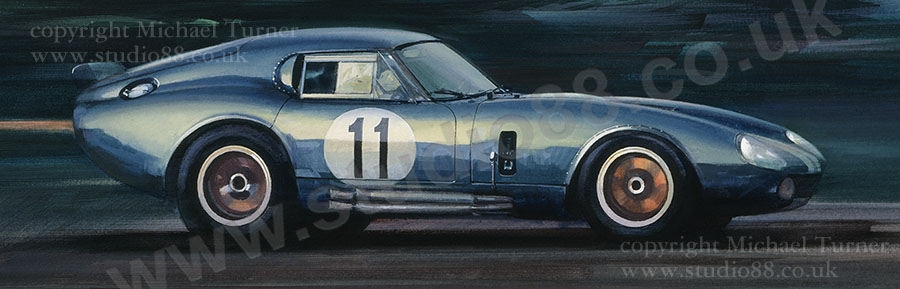 Detail from print of Cobra Daytona at 1964 Le Mans by Michael Turner