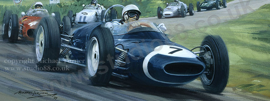 Detail from print of Talbot in 1951 Pecara Grand Prix by Michael Turner