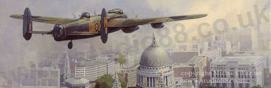 Detail from In Remembrance - Greeting card from a painting of an Avro Lancaster by Michael Turner