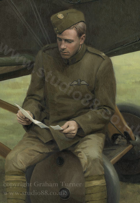 'Letter from Home - Royal Flying Corps Pilot with SE5a - WW1 Aviation painting by Graham Turner GAvA