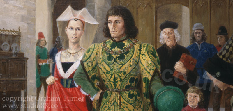 Richard, Duke of Gloucester, at Middleham Castle - detail from a painting by Graham Turner